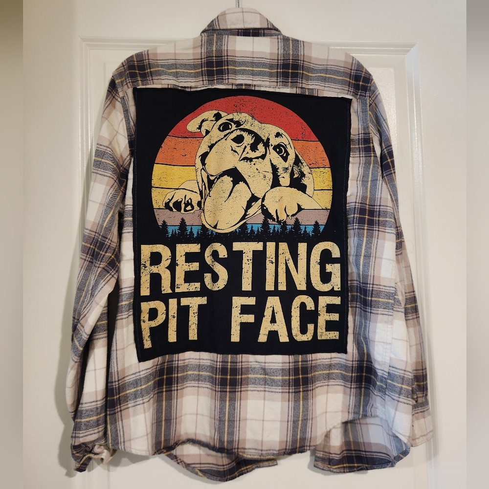 Custom upcycled dog-themed flannel